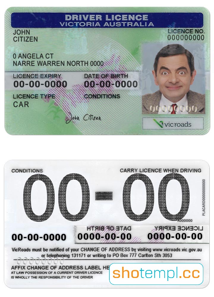 Australia Victoria Driver License PSD Template